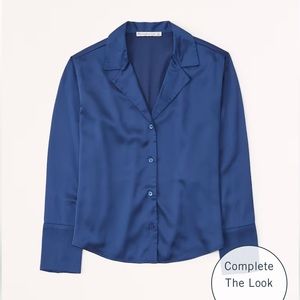 Long-Sleeve Satin Lapel Button-Up Shirt